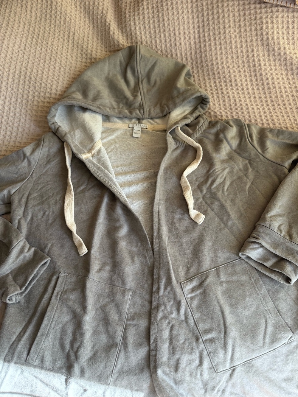Light Grey Hooded Jacket with Drawstrings